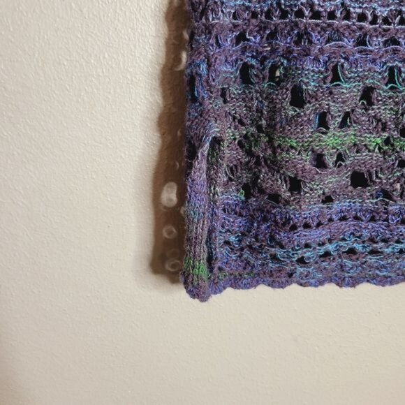 Free People Whimsigoth Y2K Long Fairy Grunge Crochet Sweater Boho Purple Blue Gr - Picture 4 of 9